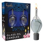 Hyoola Decorative Oil Lamp - Teardrop Shape Paraffin Candle Holder Cup and Wick - with Safety Rubber Set - Use with All Lamp Oil - No Mess Refill - 2 Pack