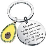 FUSTMW Avocado Keychain Cute Avocado Gifts Avocado Lover Gifts Avocado Key Charm Pendant, Silver, Large