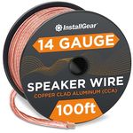 InstallGear 14 Gauge AWG 100ft Speaker Wire Cable - Clear (Great Use for Car Speakers Stereos, Home Theater Speakers, Surround Sound, Radio)