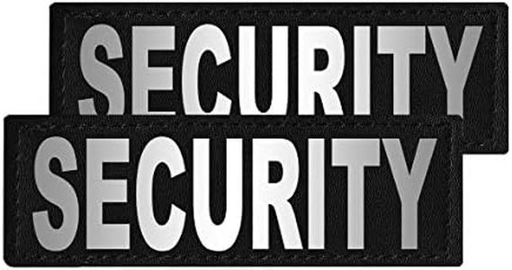 Dogline Security Vest Patches – Removable Security Patch 2-Pack with Reflective Printed Letters for Support Therapy Dog Vest Harness Collar or Leash Size C (2" x 6")