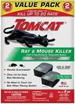 Tomcat Rat and Mouse Killer Disposable Stations for Indoor/Outdoor Use: Child and Dog Resistant, Pre-Filled, Easy Monitoring, 2-Pack