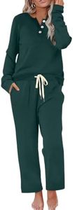 WIHOLL Fall Outfits for Women 2026 Christmas Pajamas Two Piece Y2K Clothes Winter Sweatsuits Travel Outfits Lounge Tracksuit Matching Sweat Set Green XL