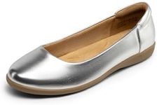 DREAM PAIRS Women’s Comfortable Ballet Dressy Work Flats, Round Toe Slip on Office Shoes,Size 9,Silver,SDFA2312W