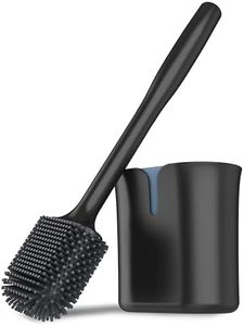 MR.SIGA Toilet Brush and Holder, Wall Mounted Toilet Brush for Bathroom Cleaning, Compact Toilet Brush with Holder Set, Black, 1 Pack