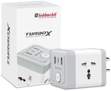 Goldmedal TurboX All-in-One Charging Power Adapter with Master Switch | 4 International Sockets, 2 USB-A & 1 USB-C Port | Fast Charging Travel Adapter | White
