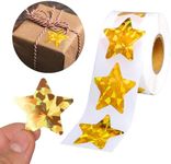 QISANKEE 500 PCS Holographic Gold Star Stickers, 2.5 Centimeters Self Adhesive Metallic Glitter Foil Stickers Sparkly Star Stickers Reward Behavior Chart Labels for Kids Students Teachers Supplies