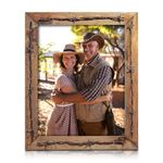 Three Oaks Frames 8x10 Rustic Barbed Wire Wood Frame, Handmade, Rustic Distressed Wood with Barbed Wire, Farmhouse Decor - Pack of 2