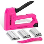 THINKWORK Light Duty Staple Gun, Pink Upholstery Staple Gun for Wood with 2100pcs JT21 Staples 1/4", 5/16", 3/8" and Staple Remover, Women Fabric Stapler Gun for Crafts, Wall, Arts, DIY, Decoration