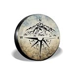 Spare Tire Cover 16inch,Universal Tire Covers,Waterproof Wheel Covers for Travel Trailer, RV, SUV, Truck Accessories (Nature Outdoor Mountain Compass Camping)