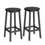 VASAGLE Bar Stools Set of 2, Kitchen Stools, Bar Chairs with Metal Frame and Footrest, Easy to Assemble, for Kitchen, Living Room, Dining Room, Ebony Black and Classic Black LBC032B56