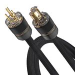 HiFi Audiophile Power Cord,Hi End Braided Sleeve Amplifier Power Cable 10AWG OD 17MM,Audio High Fidelity AC Power Cable with Gold US Plug+IEC320 C13 Connector (4.9FT/1.5M)