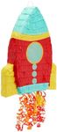 BLUE PANDA - Pull String Rocket Ship Pinata - Outer Space Party Decorations for Astronaut Themed Birthday (Small, 16.5 x 12.5 x 3 in)