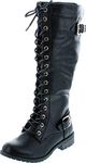 Forever Link Mango 27 Womens Knee High Buckle Riding Boots,Black,10