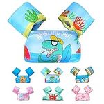 Arm Bands Kids Swim Vest, Toddler Swimming Float Vest, Baby Buoyancy Safety Swim Aid, Kids Learn to Swim Training Jacket for 30-50 lbs Kids Infant Child 2-6 Years (Blue Dinosaur)