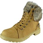 Ladies Ankle Boots Womens Lace Up Faux Fur Lined Warm Winter Casual Shoes Size CAMEL 3