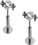 TTZEZE Pipe Supports, Stainless Steel Adjustable Pipe Bracket, Wall & Ceiling Mount, Silver, 2-Pack
