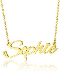 MRENITE 10k 14k 18k Solid Yellow Gold Personalized Name Necklace – Small Dainty Nameplate Jewelry - Custom Any Name Gift for Her Women Daughter