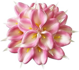 Lily Flowers for Vase and Flower Pots Home Decor Item for Centerpiece Living Room Corner Table Decorations Long stem with 3 Blossoms & 2 Buds (Off White)