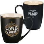 Christian Art Gifts Black with Gold Ceramic Coffee Mug – 12 oz. Lead and Cadmium-free Inspirational Scripture Coffee and Tea Mug for Men and Women with Bible Verse: Hope and a Future – Jeremiah 29:11