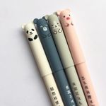 Rocita 4Pcs 0.35mm Cute Cartoon Animal Erasable Black Ink Gel Pen Student Stationery Office Gift