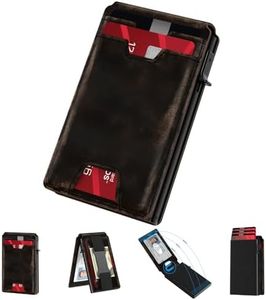 typecase Smart Wallet Card Holder for Men: Pop Up Card Case, Full Grain Leather, RFID Blocking, Slim, Minimalist, Thin, Front Pocket - 13 Card Capacitiy, ID Window, Cash Strap (‎‏‏‎ Burnished Black)