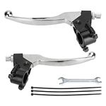 FVRITO Left Right 7/8" 22mm Clutch Brake Handle Levers Perch for CRF70 CRF80 CRF100 CRF150 XR80 XR100 XR200r XL100 XL250 ATC 200m Pit Dirt Motor Bike Motorcycle Baja Mini Bike MB200 MB165 Parts Silver