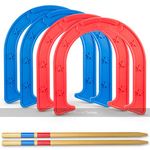 GoSports Giant Horseshoes Set - Made from Durable Plastic with Wooden Stakes