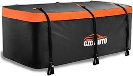 CZC AUTO Hitch Cargo Carrier Bag, 20 cu. ft Waterproof/Rainproof/Weatherproof Cargo Traveling Bag for Car Truck SUV Vans' Hitch Tray and Hitch Basket, Safe Steady Durable Soft, Black-Orange