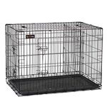 Feandrea Dog Crate, 48-Inch Foldable Dog Kennel with 2 Doors, Adjustable Divider Panel, Removable Tray, Metal Dog Cage, XXL, Black UPPD48BK