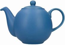 London Pottery Globe Teapot with Strainer in Gift Box, Ceramic, Nordic Blue, 4 Cup (900 ml)