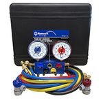 Mastercool (86972) Silver 4-Way R134A Manifold Gauge Set, Blue