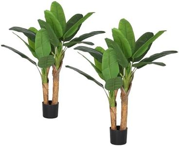 HOMCOM Lot de 2 Plantes artificielles intérieurs 120 cm bananiers Arbre Artificiel en Pot avec des Feuilles réalistes, Fausse Plante Vert décoration pour Maison, Bureau, Salon, Chambre