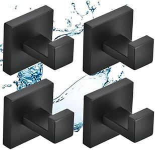 SHUNLI 4 Pièces Crochet de Salle de Bain Noir, Crochet Mural Home Patère à Crochets, Crochet en Acier Inoxydable SUS304