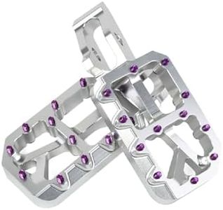 Woodniu Racein Colored Nail Foot Pedals Aluminum Alloy Pedals for Surron Ultra Bee (Silver Body with Purple Spike)