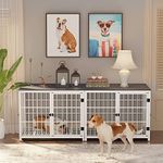 Heavy Duty Dog Crate Furniture: 62inch Pet Side Table Kennels House with 3 Doors and Removable Tray - Inside Puppy Wooden Training Cages with Wire Bottom for Small Medium Dogs Rustic Brown