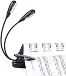 iGoober Rechargeable Music Stand Light, Clip on Reading Light, 8 LED Book Lamp, 3-Level Brightness for Eye Protection, Perfect for Piano, Orchestra, Bookworms, Craft (White & Warm, Dual Arm)