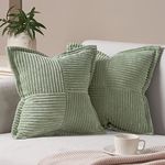 Topfinel Cushion Covers, 16x16 Inch Scatter Autumn Decorative Fluffy Pillows Cases with Invisible Zipper for Sofa Bed Livingroom Bedroom (40x40 cm, Sage green, Pack of 2)