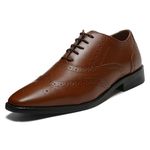 LOUIS STITCH Formal Shoes for Men | Handcrafted Wingtip Brogue Leather | Lace-Up Style for Business, Casual | Russet Tan, UK Size 8 (RXBG) 2