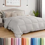 Twin Size, Light Gray Alternative Down Comforter - Warm, Lightweight, Luxury, & Breathable Hotel Quality Bedding Set - All Season Fluffy and Cozy Oversized Cooling Microfiber Duvet Insert Comforter