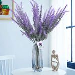 HOMEVERSE 4pcs Artificial Flowers Lavender Purple Bundle Fake Plants Wedding Bridle Bouquet Indoor Outdoor Home,Office Table Centrepieces Arrangements Christmas Decor (Vase Not Include)