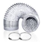 Enenes Heavy Duty 4 Inch Flexible Dryer Vent Exhaust Duct Hose 3 Feet for Tight Space, Extra Thick(6-ply) Aluminum Foil Ducting Kit with 2 Hose Clamps