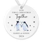 First Christmas Together Personalised Ornament - Customised Bauble for New Couples - 1st Xmas Tree Decoration - Ideal Keepsake Gift for Boyfriend, Girlfriend, or Partner