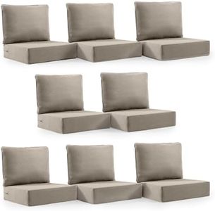 Outdoor Cushion Set for Furniture patio furniture,UV Resistant,Waterproof outdoor cushion set - 6 Inch thick foam garden cushions– 24x24 Inch Patio Seat Covers for Chair/Sofa/Couch | Gray | 8-pack |