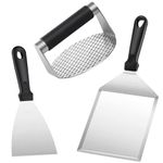 Wiseten Smash Burger Press and Spatula, Stainless Steel BBQ Griddle Accessories Kit - Non-Stick Burger Smasher and Spatula Grill Turners Set for BBQ Cooking Flat Top Griddle, Teppanyaki and Camping