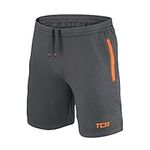 TCA Men's Aeron Gym Training Workout Sports Running Shorts with Pockets - Charcoal/Deep Orange, S