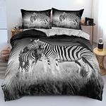 Holiyjog Animal Zebra Print Duvet Cover King Size Gray Color Comforter Covers and Pillow Shams Art Deco Bedroom Bedding Set Boy Bed Set