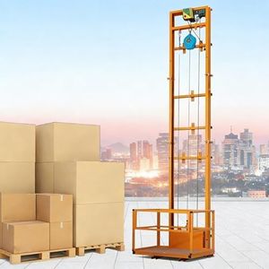 1100lbs Electric Cargo Lift, 110V Warehouse Goods Lift with 33ft Lift Height, Heavy Duty Vertical Material Lift Elevator for Garage, Warehouse, Factory Loading(Orange,6m Lifting Height)