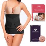 XJCKING 3 in 1 Postpartum Belly Band Recovery Support Belt Wrap- Post Partum Csection Girdles Tummy Bandit Binder - Postnatal Abdomen Pelvic Compression Corset Binding Body Shaper Shapewear Black