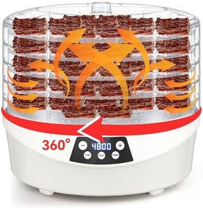 Konfintos Food Dehydrator for Jerky, 500W 5 BPA-Free Rotating Trays Dehydrator Machine for Meat, Yogurt, Fruits, Mushroom, Veggies, Dog Treats, Recipes Cookbook included, Energy-Efficient for Home Use