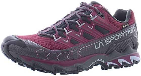 La Sportiva Womens Ultra Raptor II GTX Trail Running Shoes, Red Plum/Carbon, 7.5